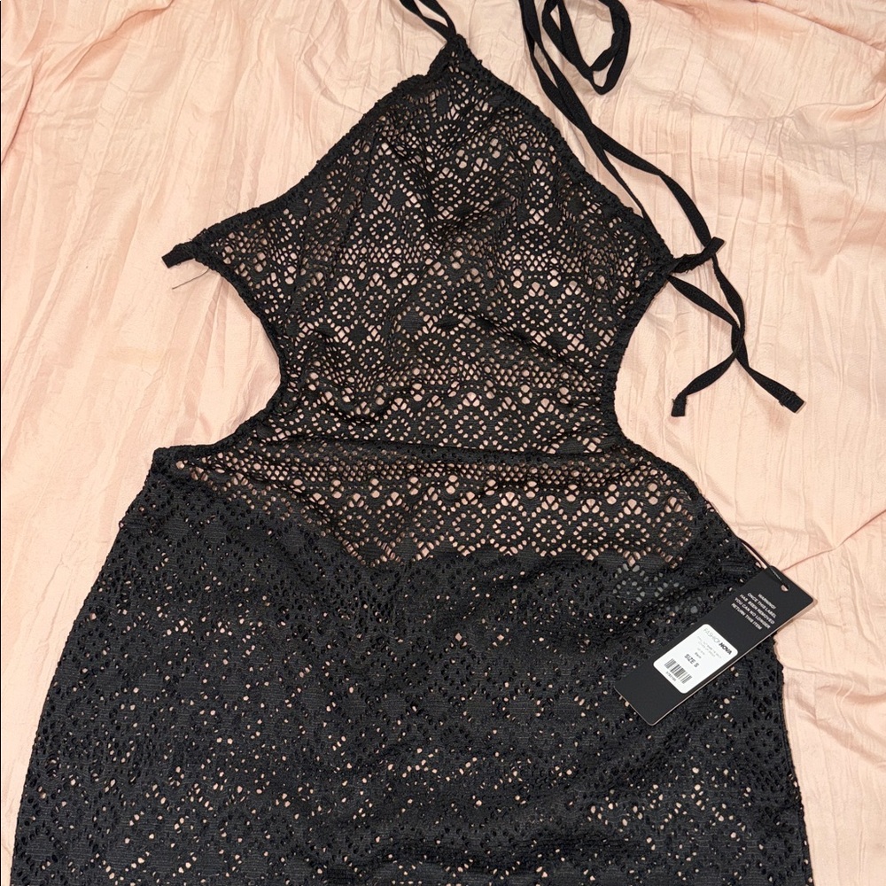 Black Halter Cover Up Dress | FASHION NOVA